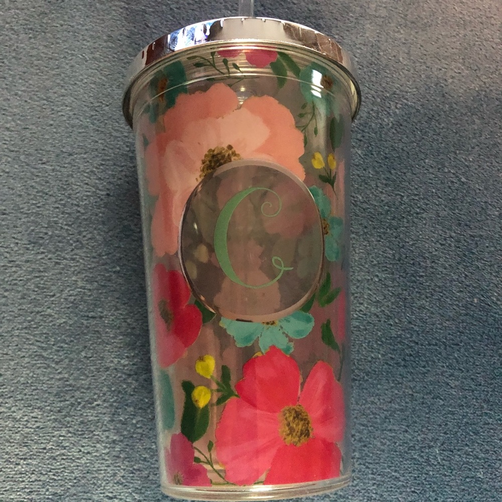 Flower Tumbler w/ Clear Straw